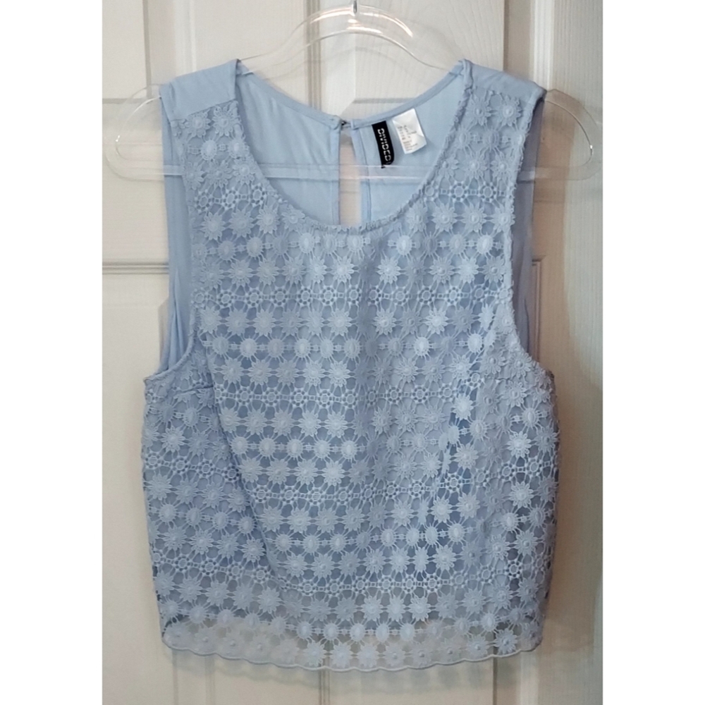H&M size 14 Sky Blue Floral Lace Blouse